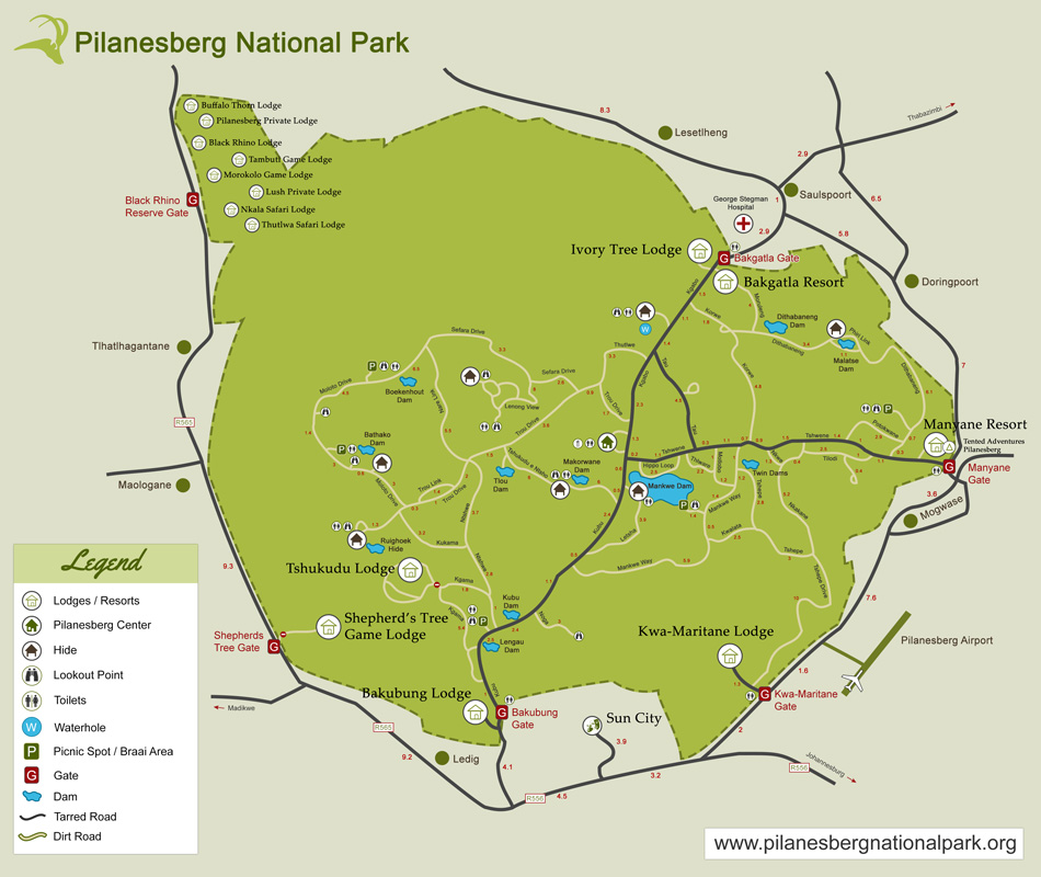 mappa Parco Nazionale di Pilanesberg
